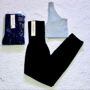 Yelete High Waist Leggings One Size Athletic One Size Black Stretchy 8” Waist